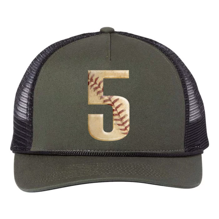 Baseball 5th Birthday Retro Rope Trucker Hat Cap