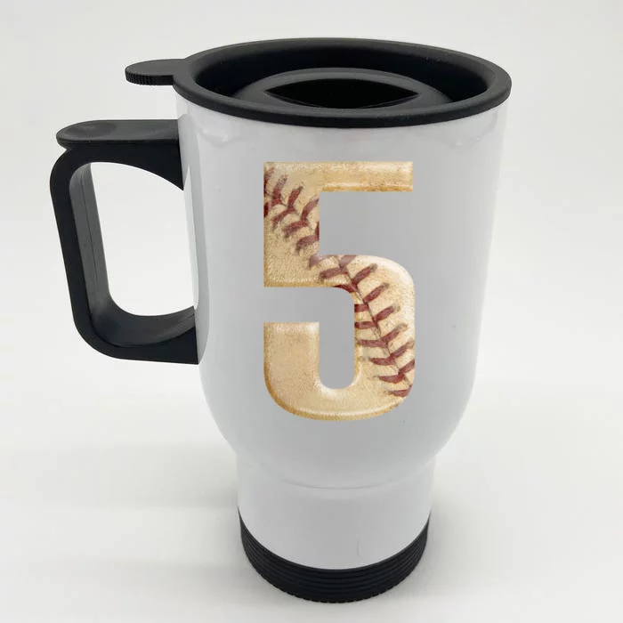 Baseball 5th Birthday Front & Back Stainless Steel Travel Mug