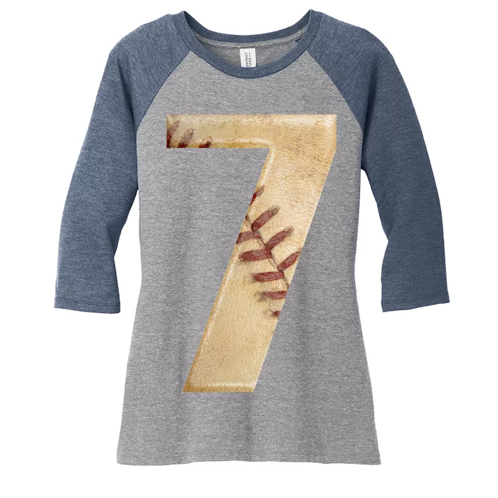 Baseball 7th Birthday Women's Tri-Blend 3/4-Sleeve Raglan Shirt