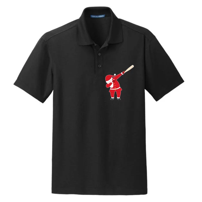 Baseball Bat Dabbing Santa Dry Zone Grid Performance Polo