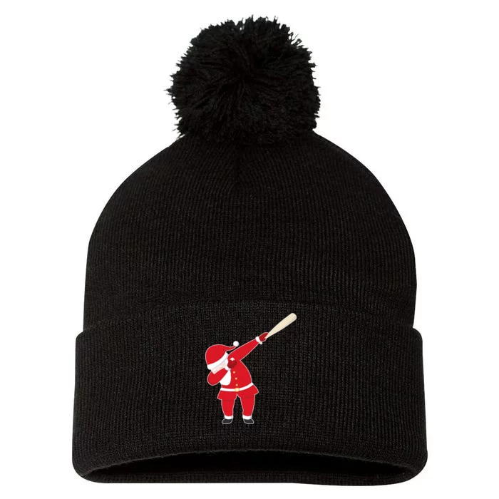 Baseball Bat Dabbing Santa Pom Pom 12in Knit Beanie