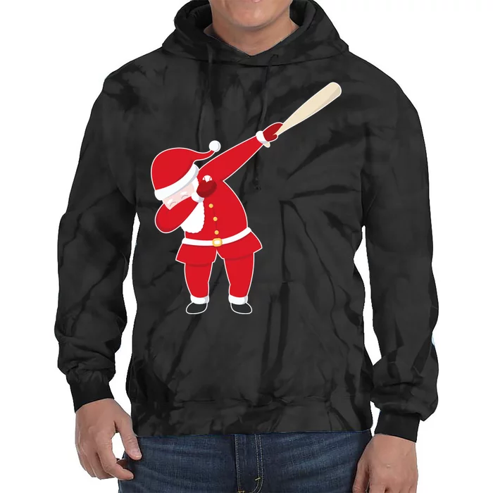 Baseball Bat Dabbing Santa Tie Dye Hoodie