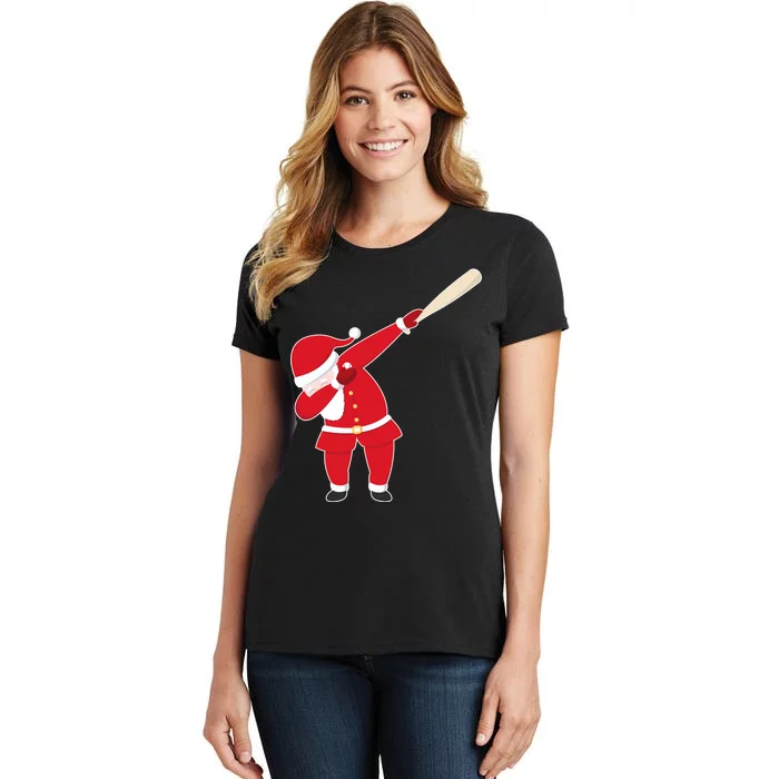 Baseball Bat Dabbing Santa Women's T-Shirt