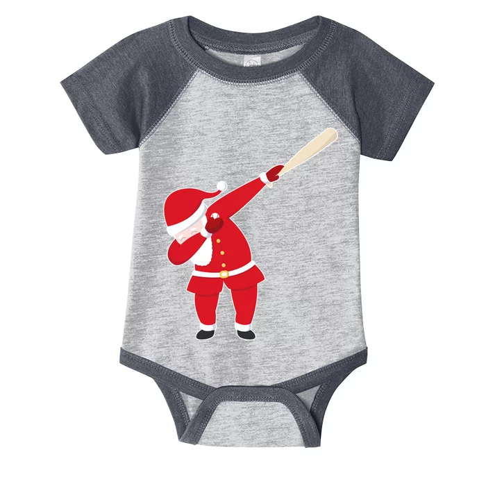 Baseball Bat Dabbing Santa Infant Baby Jersey Bodysuit