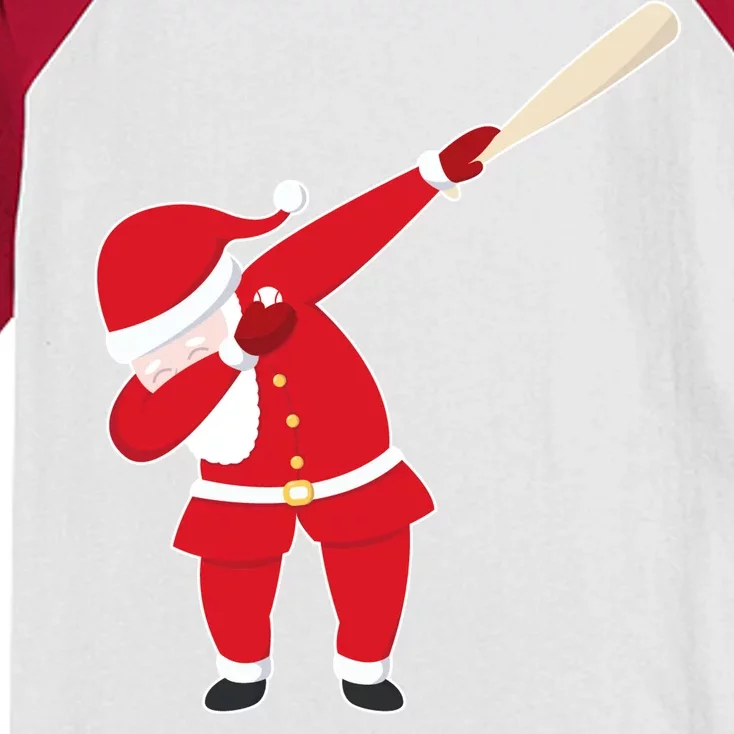 Baseball Bat Dabbing Santa Kids Colorblock Raglan Jersey