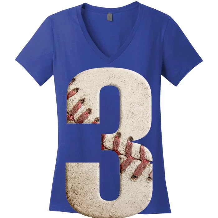 Baseball Birthday 3rd Birthday Women's V-Neck T-Shirt