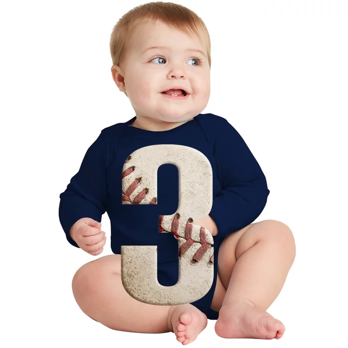 Baseball Birthday 3rd Birthday Baby Long Sleeve Bodysuit