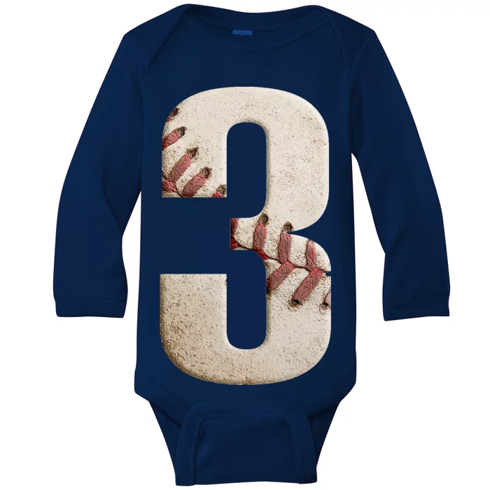 Baseball Birthday 3rd Birthday Baby Long Sleeve Bodysuit