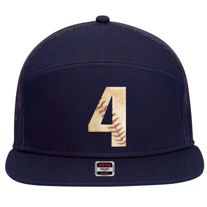 Baseball Birthday 4th birthday 7 Panel Mesh Trucker Snapback Hat