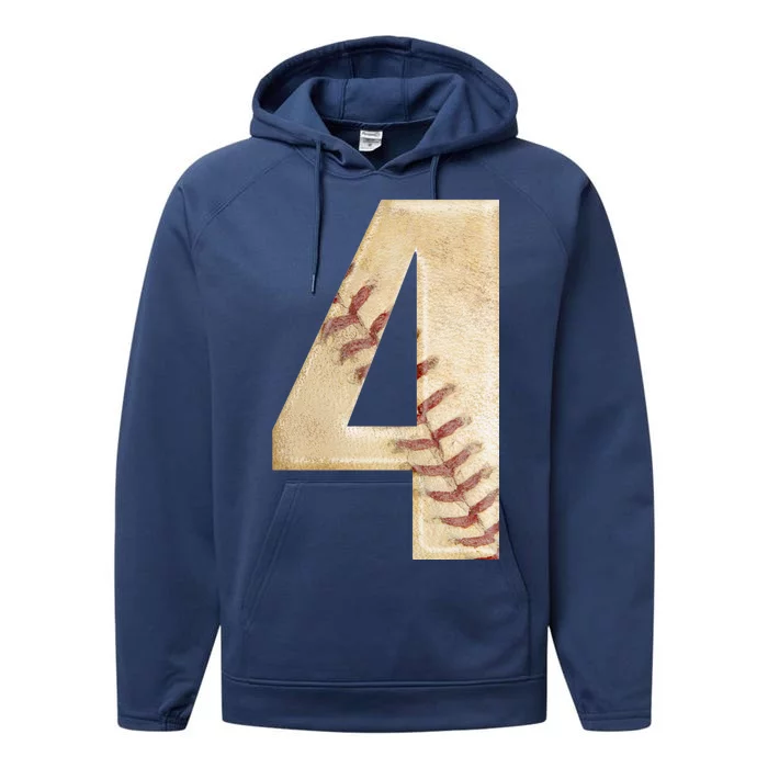 Baseball Birthday 4th birthday Performance Fleece Hoodie