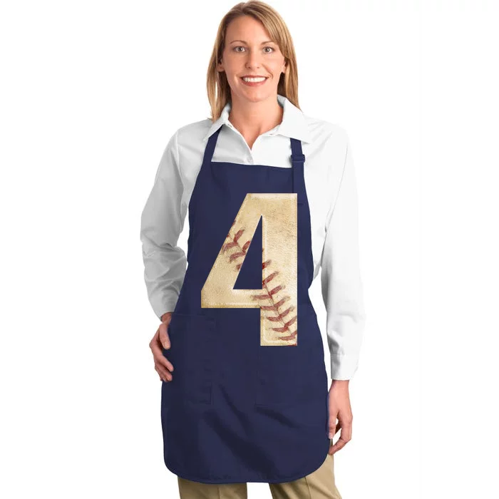 Baseball Birthday 4th birthday Full-Length Apron With Pocket