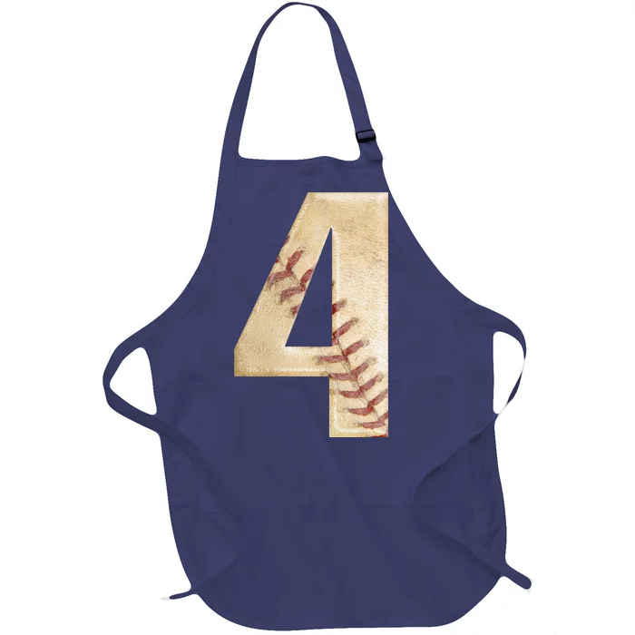 Baseball Birthday 4th birthday Full-Length Apron With Pocket