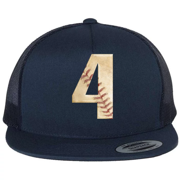 Baseball Birthday 4th birthday Flat Bill Trucker Hat