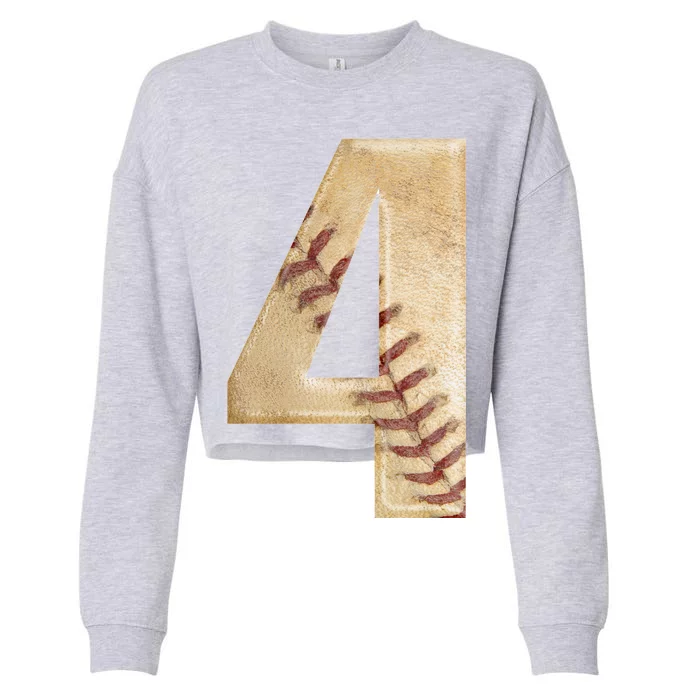 Baseball Birthday 4th birthday Cropped Pullover Crew