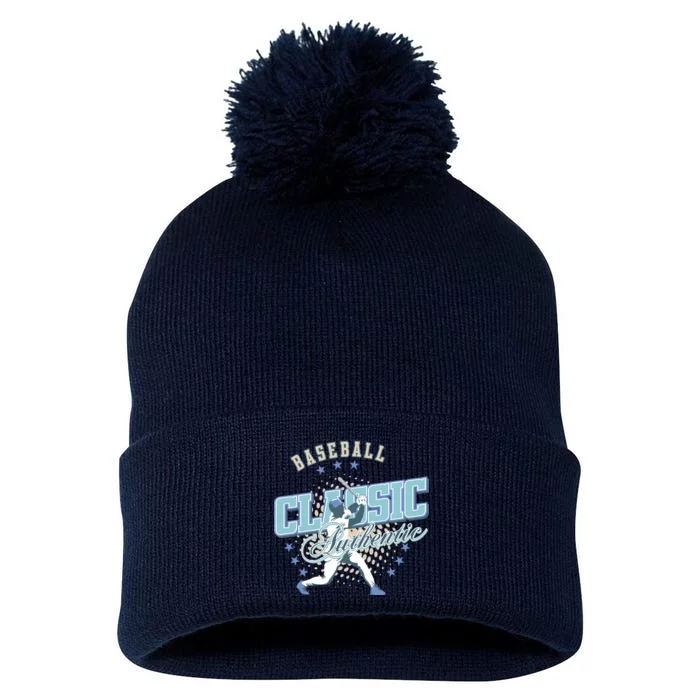 Baseball Classic Pom Pom 12in Knit Beanie