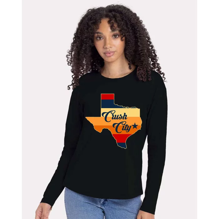 Baseball Crush City Houston Texas Womens Cotton Relaxed Long Sleeve T-Shirt