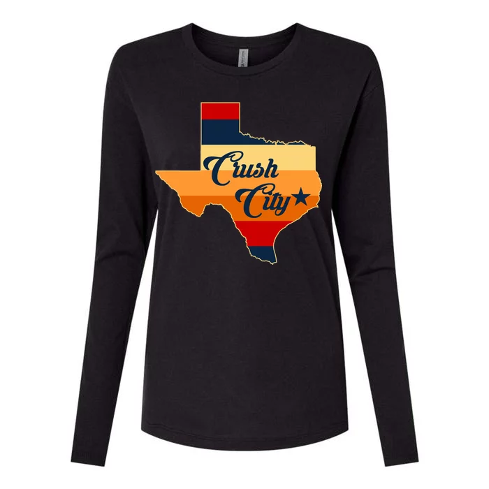 Baseball Crush City Houston Texas Womens Cotton Relaxed Long Sleeve T-Shirt