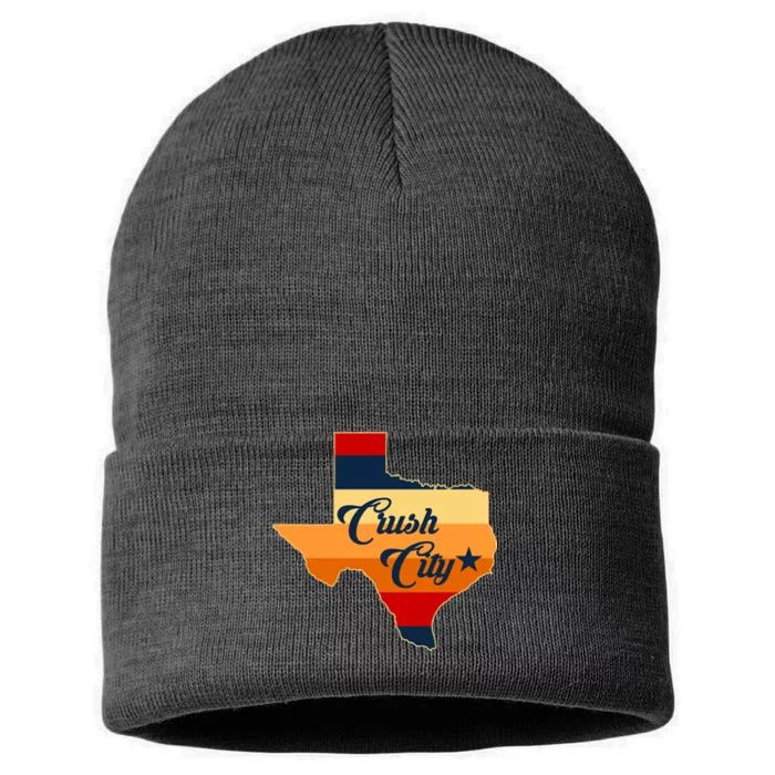 Baseball Crush City Houston Texas Sustainable Knit Beanie