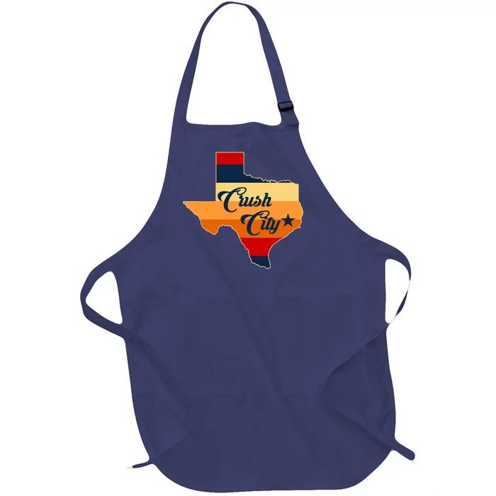 Baseball Crush City Houston Texas Full-Length Apron With Pocket