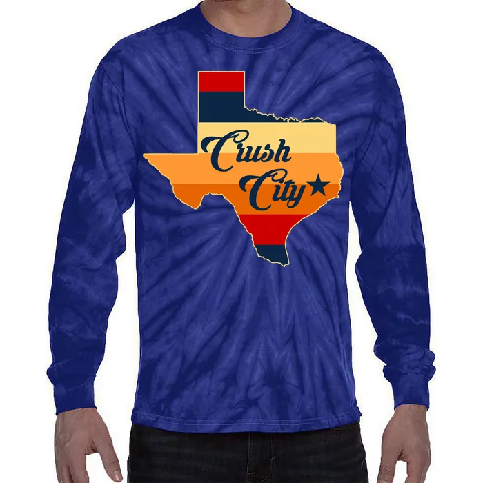 Baseball Crush City Houston Texas Tie-Dye Long Sleeve Shirt