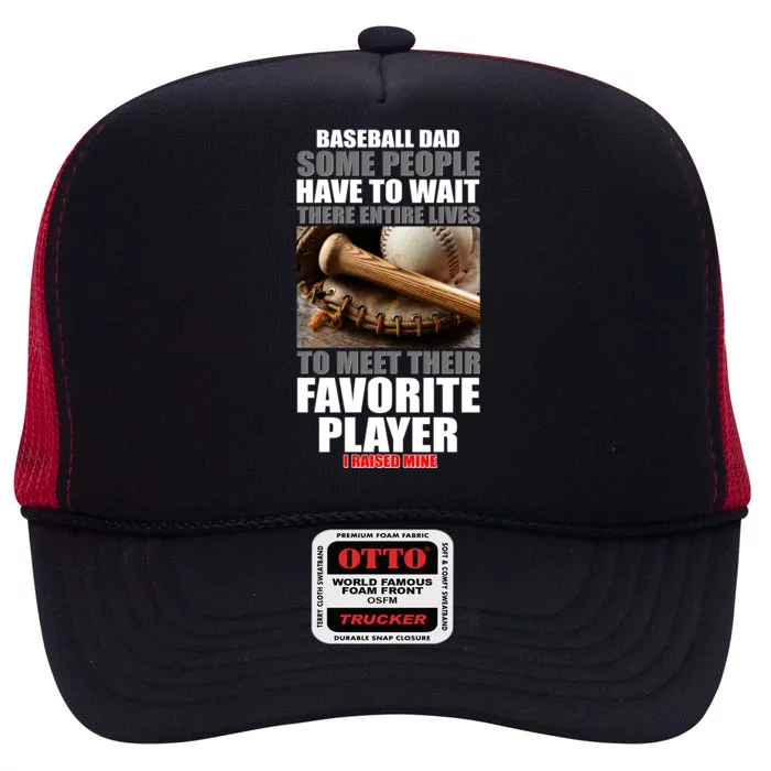 Baseball Dad Raised Favorite Player High Crown Mesh Trucker Hat