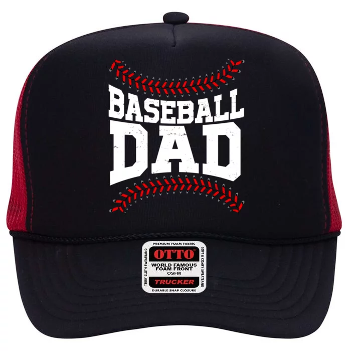 Baseball Dad Sports Fan High Crown Mesh Trucker Hat