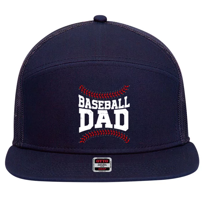 Baseball Dad Sports Fan 7 Panel Mesh Trucker Snapback Hat