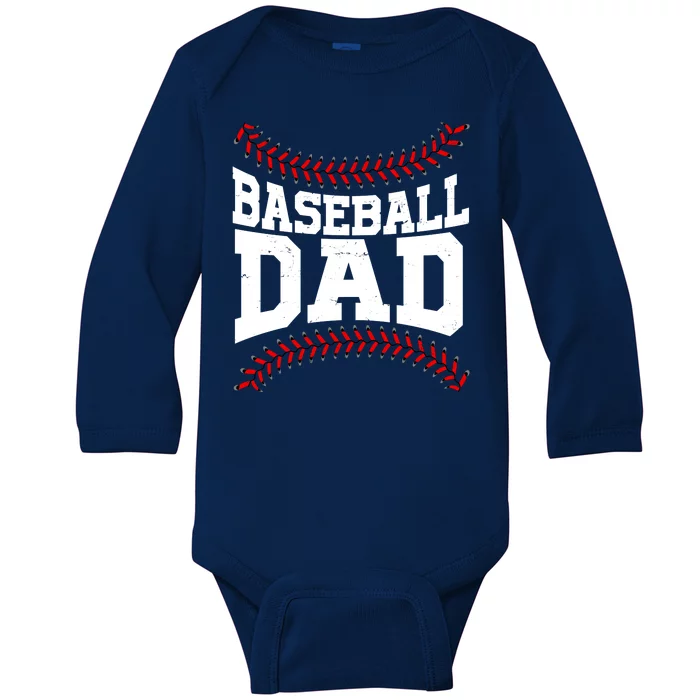 Baseball Dad Sports Fan Baby Long Sleeve Bodysuit