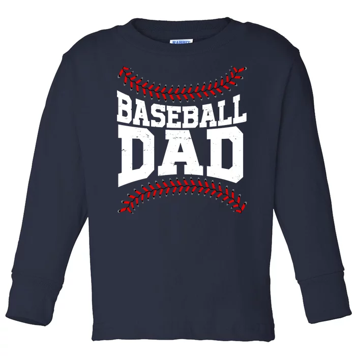 Baseball Dad Sports Fan Toddler Long Sleeve Shirt