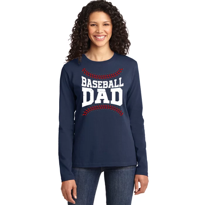 Baseball Dad Sports Fan Ladies Long Sleeve Shirt