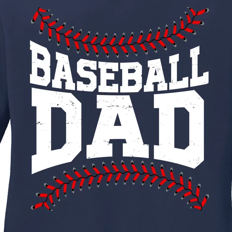 Baseball Dad Sports Fan Ladies Long Sleeve Shirt