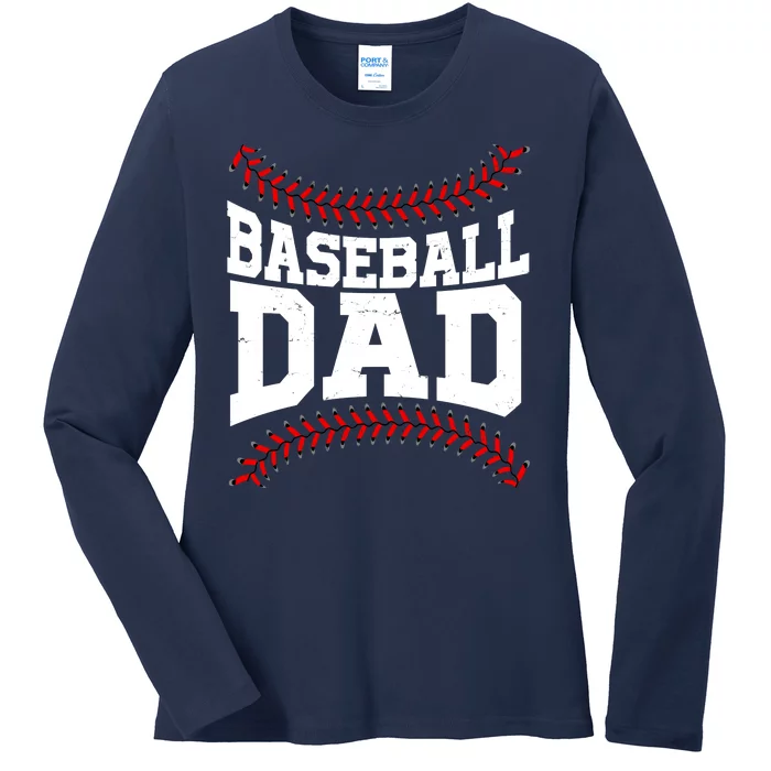 Baseball Dad Sports Fan Ladies Long Sleeve Shirt