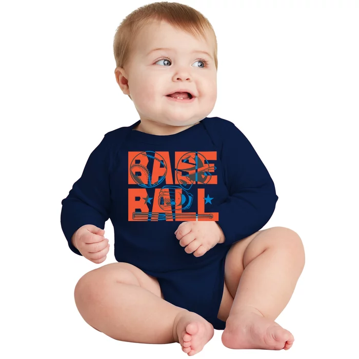 Baseball Equipment Baby Long Sleeve Bodysuit