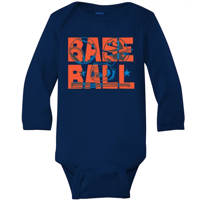 Baseball Equipment Baby Long Sleeve Bodysuit