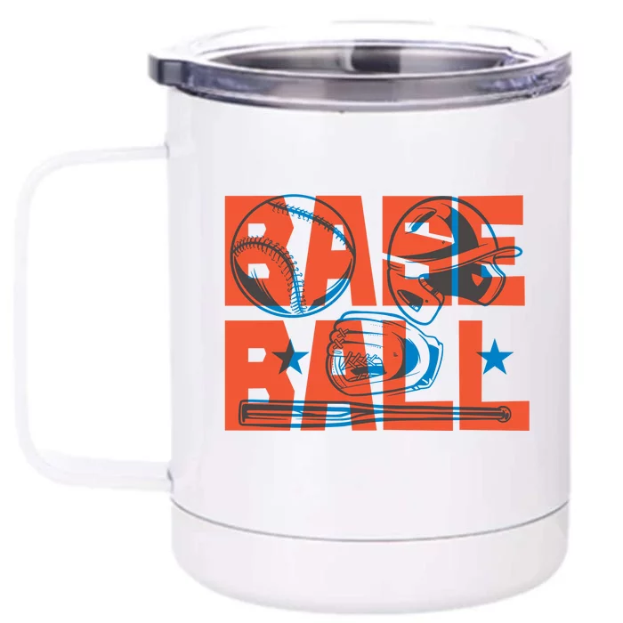 Baseball Equipment Front & Back 12oz Stainless Steel Tumbler Cup