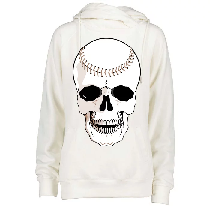 Baseball Face Skeleton Skull Womens Funnel Neck Pullover Hood