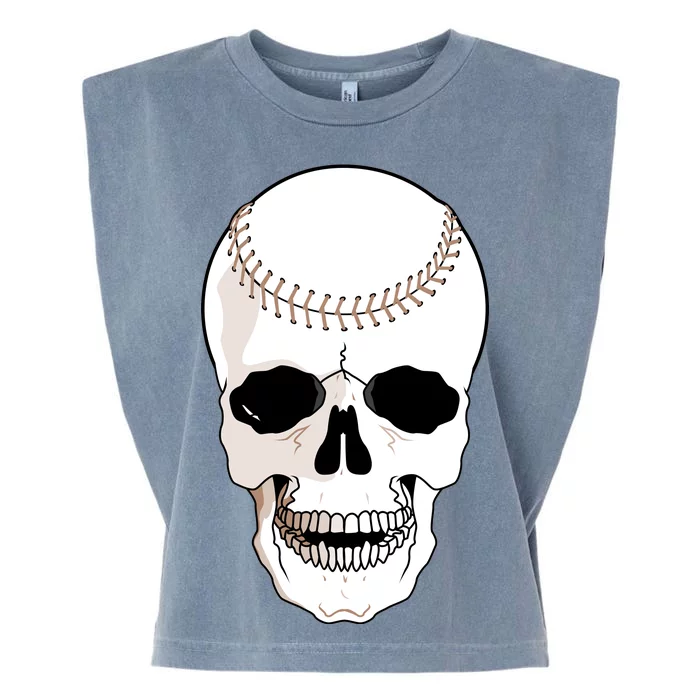 Baseball Face Skeleton Skull Garment-Dyed Women's Muscle Tee