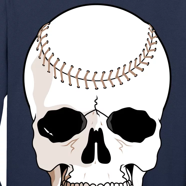 Teeshirtpalace Baseball Face Skeleton Skull Long Sleeve Shirt