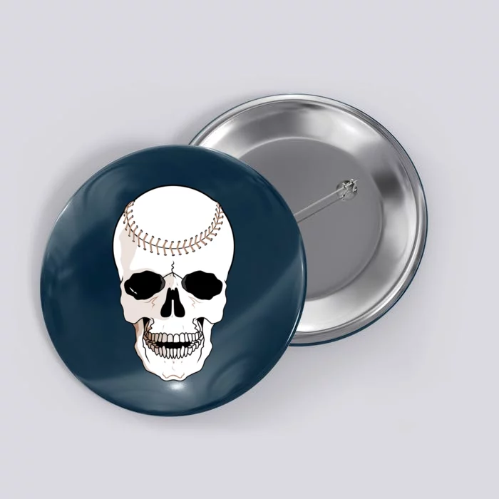 Baseball Face Skeleton Skull Button