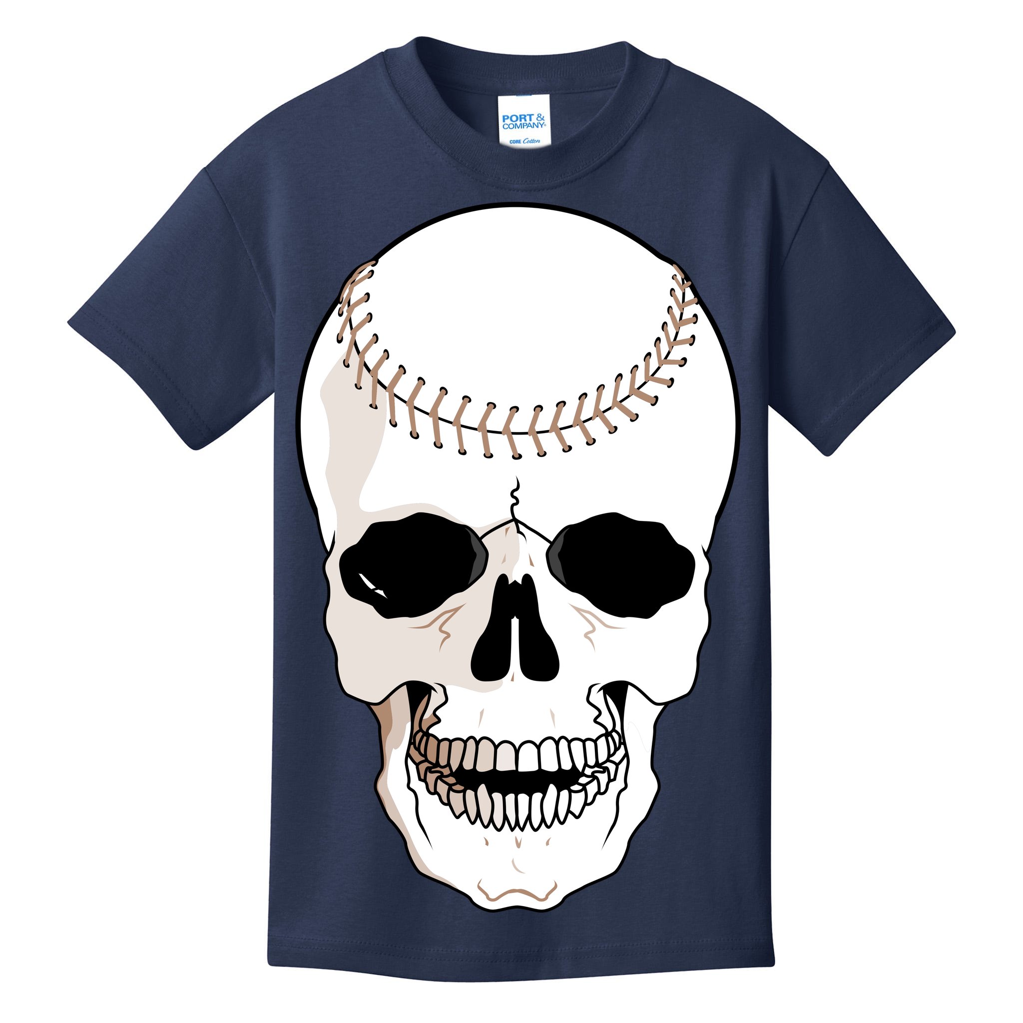 Teeshirtpalace Baseball Face Skeleton Skull Kids T-Shirt