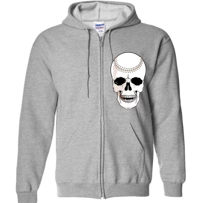 Baseball Face Skeleton Skull Full Zip Hoodie