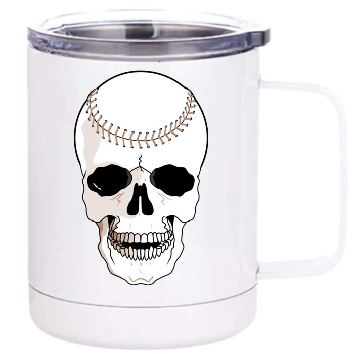 Baseball Face Skeleton Skull Front & Back 12oz Stainless Steel Tumbler Cup