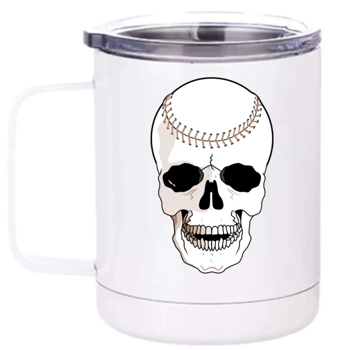 Baseball Face Skeleton Skull Front & Back 12oz Stainless Steel Tumbler Cup