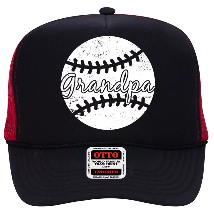 Baseball Grandpa High Crown Mesh Trucker Hat