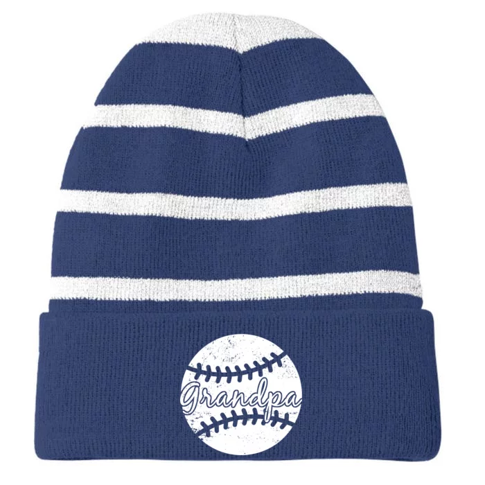 Baseball Grandpa Striped Beanie with Solid Band