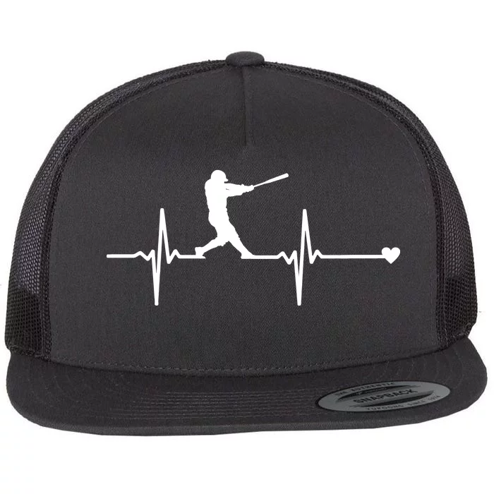 Baseball Heartbeat Pulse Flat Bill Trucker Hat