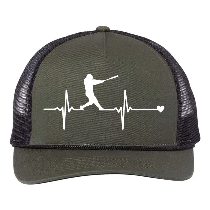 Baseball Heartbeat Pulse Retro Rope Trucker Hat Cap