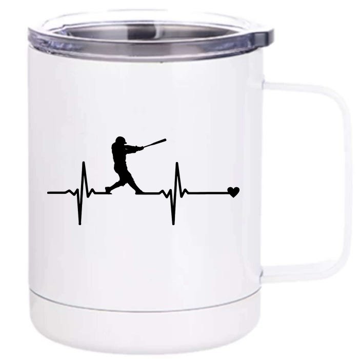 Baseball Heartbeat Pulse Front & Back 12oz Stainless Steel Tumbler Cup