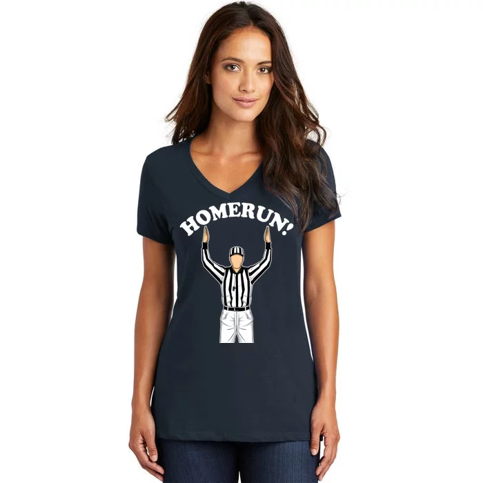 Baseball Homerun Football Referee Funny Women's V-Neck T-Shirt