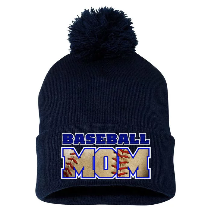 Baseball Mom Pom Pom 12in Knit Beanie